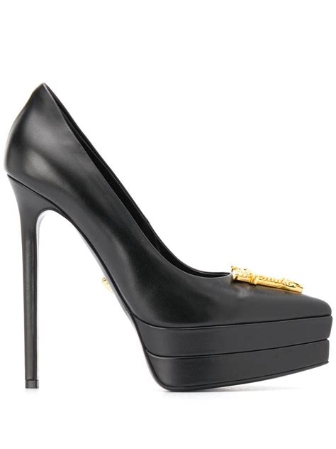 versace shoes white and black|Versace virtus high heels.